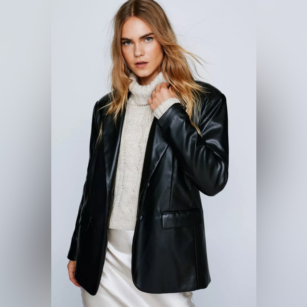 Faux Leather Oversized Blazer